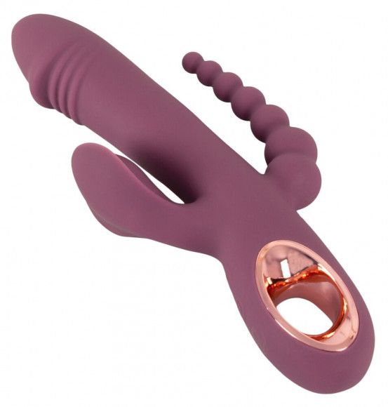 Сливовый вибратор с клиторальным отростком и анальным хвостом Slim Triple Plum - 21,4 см. Сливовый вибратор с клиторальным отростком и анальным хвостом Slim Triple Plum - 21,4 см.