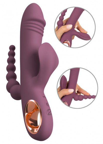 Сливовый вибратор с клиторальным отростком и анальным хвостом Slim Triple Plum - 21,4 см. Сливовый вибратор с клиторальным отростком и анальным хвостом Slim Triple Plum - 21,4 см.