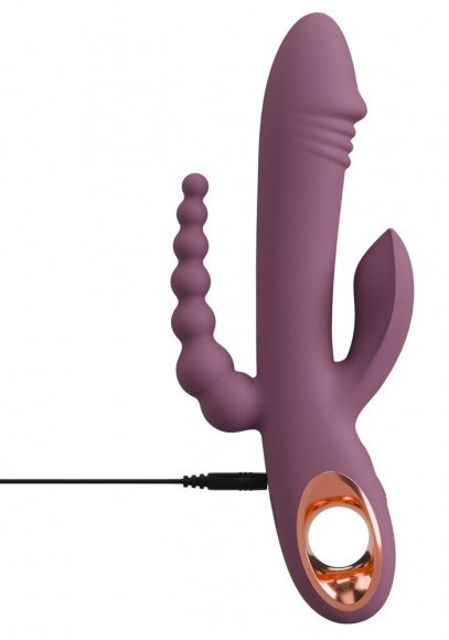 Сливовый вибратор с клиторальным отростком и анальным хвостом Slim Triple Plum - 21,4 см. Сливовый вибратор с клиторальным отростком и анальным хвостом Slim Triple Plum - 21,4 см.