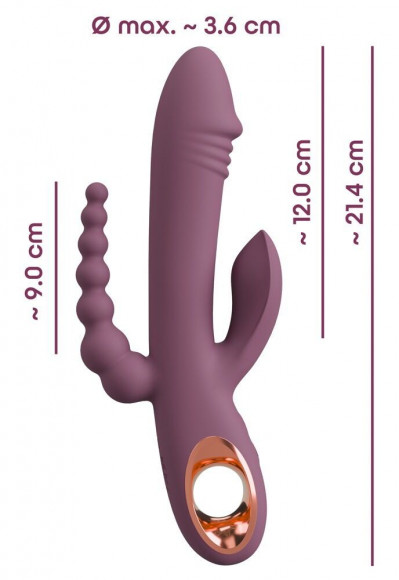 Сливовый вибратор с клиторальным отростком и анальным хвостом Slim Triple Plum - 21,4 см. Сливовый вибратор с клиторальным отростком и анальным хвостом Slim Triple Plum - 21,4 см.