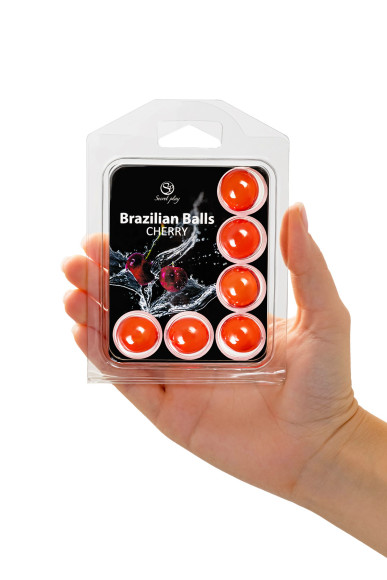 Набор из 6 шариков с массажным маслом Brazilian Balls с ароматом вишни Набор из 6 шариков с массажным маслом Brazilian Balls с ароматом вишни