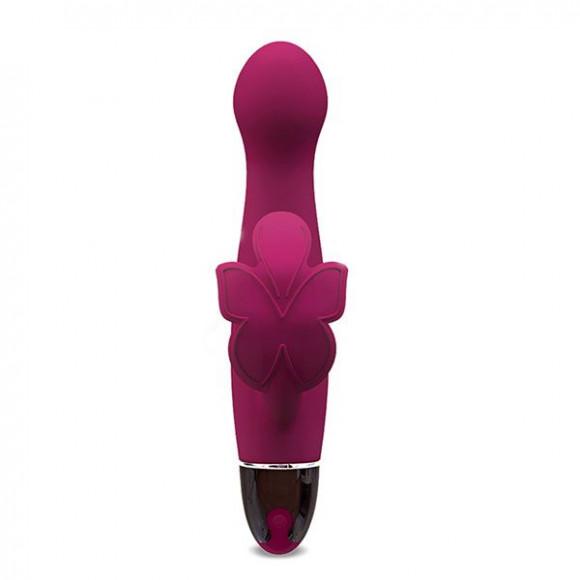 Бордовый вибромассажёр с клиторальной бабочкой LOTUS FLUTTER BERRY -  15,8 см.