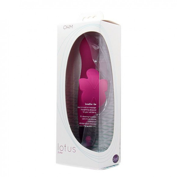 Бордовый вибромассажёр с клиторальной бабочкой LOTUS FLUTTER BERRY -  15,8 см.