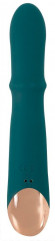 Зеленый вибратор-кролик с подвижным кольцом Thumping Rabbit Vibrator - 22,7 см.
