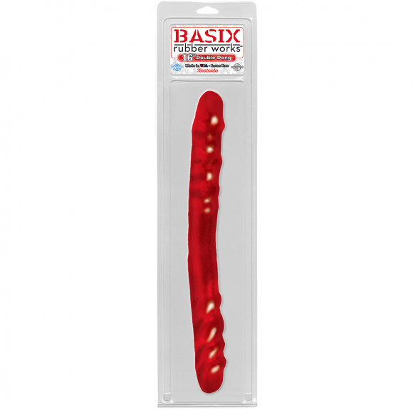 Красный двойной фаллоимитатор BASIX - 38,5 см. Красный двойной фаллоимитатор BASIX - 38,5 см.