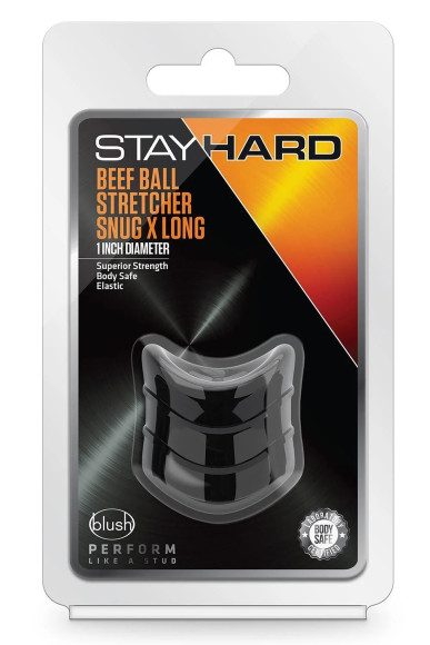 Черное эрекционное кольцо на мошонку Beef Ball Stretcher Snug X Long Черное эрекционное кольцо на мошонку Beef Ball Stretcher Snug X Long