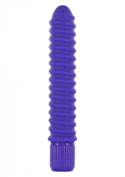 Фиолетовый вибромассажер FUNKY RIBBED VIBE - 15 см.