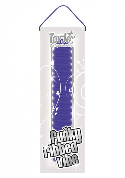 Фиолетовый вибромассажер FUNKY RIBBED VIBE - 15 см.