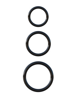 Набор из трех черных эрекционных колец Silicone 3-Ring Stamina Set Набор из трех черных эрекционных колец Silicone 3-Ring Stamina Set