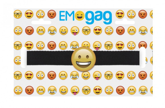 Кляп-смайлик Smiley Emoji с черными лентами