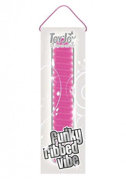 Ярко-розовый вибромассажер FUNKY RIBBED VIBE - 15 см. Ярко-розовый вибромассажер FUNKY RIBBED VIBE - 15 см.
