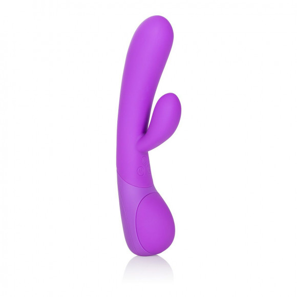 Фиолетовый вибромассажер Impress “g” со стимуляцией клитора - 18 см.