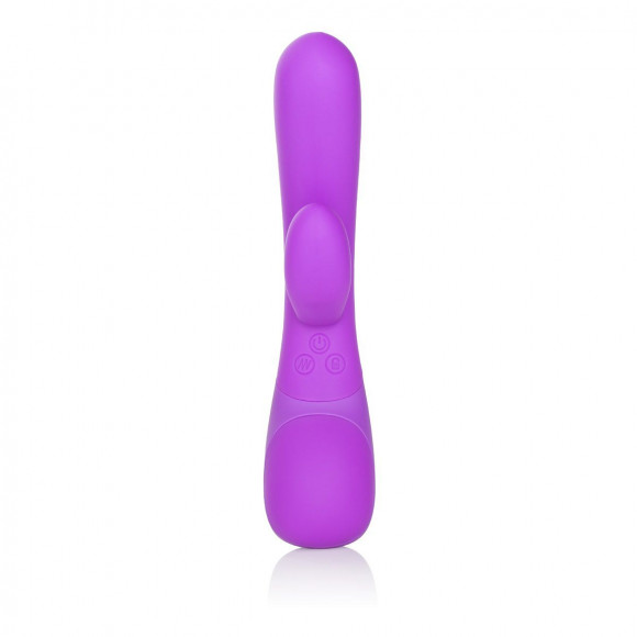 Фиолетовый вибромассажер Impress “g” со стимуляцией клитора - 18 см.