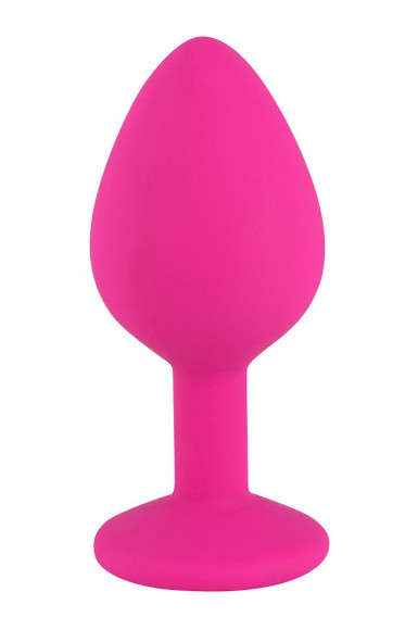Розовая средняя силиконовая пробка с прозрачным кристаллом Розовая средняя силиконовая пробка с прозрачным кристаллом