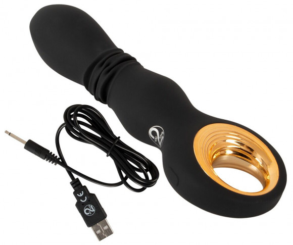 Черный вибратор с мощной поступательной стимуляцией Strong Thrusting Vibrator