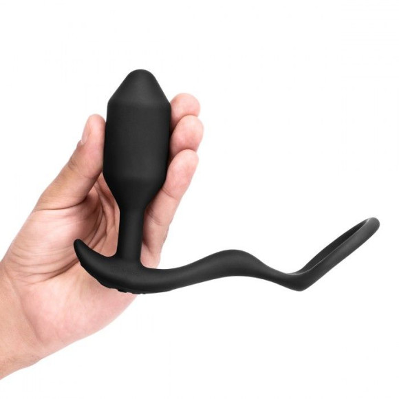 Черная анальная вибропробка с эрекционным кольцом Vibrating Snug & Tug M Черная анальная вибропробка с эрекционным кольцом Vibrating Snug & Tug M