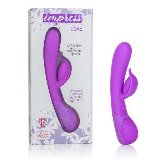 Фиолетовый вибромассажер Impress Dove со стимуляцией клитора - 18 см. Фиолетовый вибромассажер Impress Dove со стимуляцией клитора - 18 см.