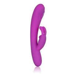 Фиолетовый вибромассажер Embrace Massaging Rabbit с щёточкой на головке