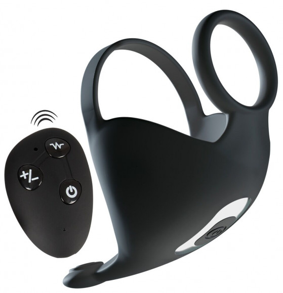 Черная вибронасадка для эрекции и стимуляции мошонки Cock ring with RC ball massager Черная вибронасадка для эрекции и стимуляции мошонки Cock ring with RC ball massager