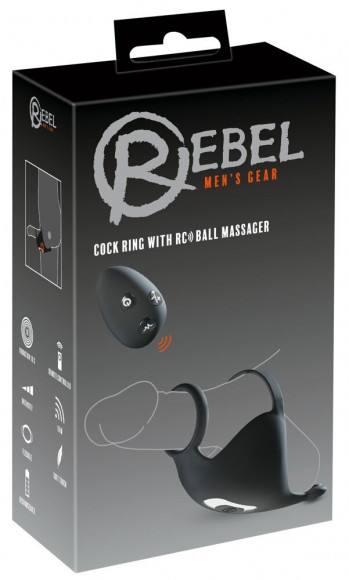 Черная вибронасадка для эрекции и стимуляции мошонки Cock ring with RC ball massager Черная вибронасадка для эрекции и стимуляции мошонки Cock ring with RC ball massager