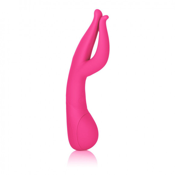 Розовый вибромассажер Impress™ Dual Kiss со стимуляцией клитора - 15 см. Розовый вибромассажер Impress™ Dual Kiss со стимуляцией клитора - 15 см.