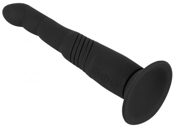 Черный вибратор с поступательными движениями G and P-Spot Thrusting Vibrator - 23 см.