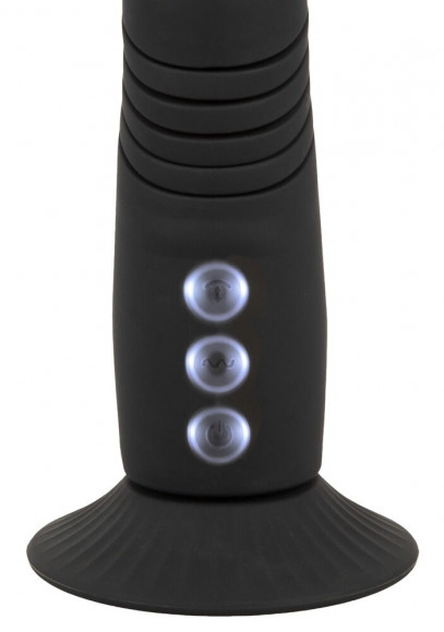 Черный вибратор с поступательными движениями G and P-Spot Thrusting Vibrator - 23 см.