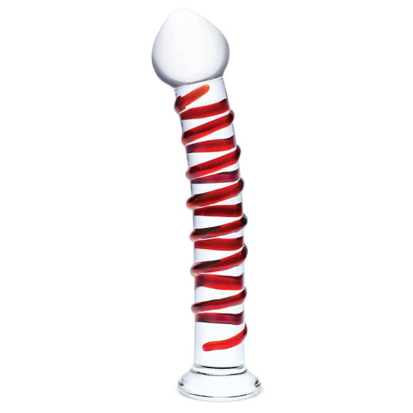 Прозрачный стимулятор с красной спиралью 10 Mr. Swirly Dildo - 25,4 см. Прозрачный стимулятор с красной спиралью 10 Mr. Swirly Dildo - 25,4 см.