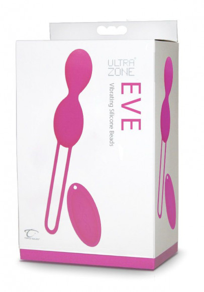 Розовые вагинальные шарики Eve Silicone Beads с вибрацией на дистанционном управлении 