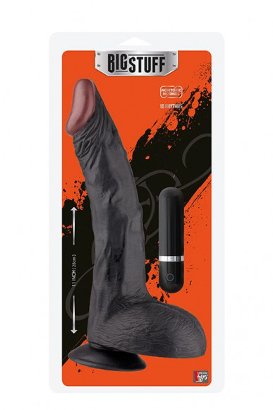 Чёрный вибратор-гигант BIGSTUFF 11INCH BLACK - 28 см. Чёрный вибратор-гигант BIGSTUFF 11INCH BLACK - 28 см.