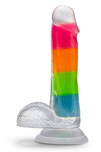 Яркий люминесцентный фаллоимитатор Rainbow Rave - 16,5 см.