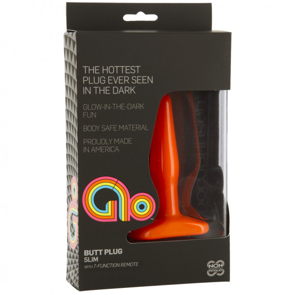 Анальная пробка с вибрацией GLO Vibrating Slim Orange