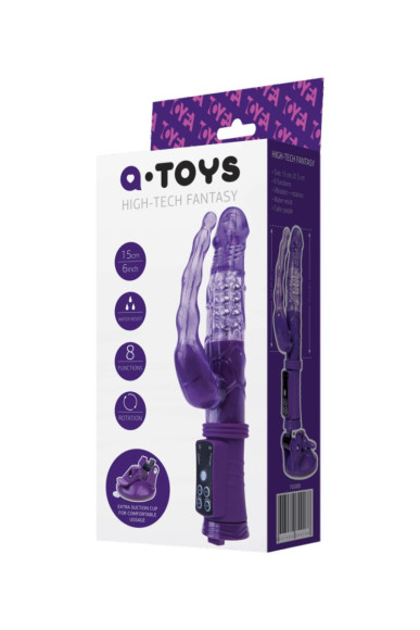 Фиолетовый анально-вагинальный вибратор на присоске A-toys Фиолетовый анально-вагинальный вибратор на присоске A-toys