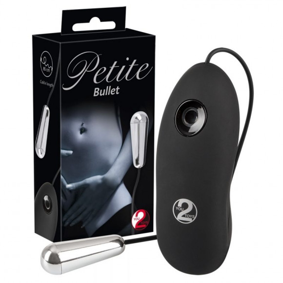 Серебристая вибропуля с пультом Petite Bullet