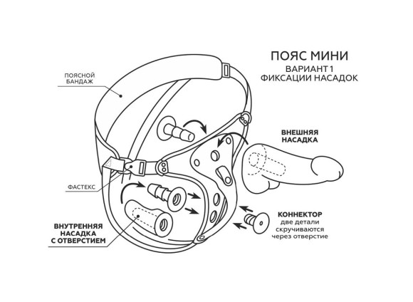 Красно-черный женский пояс с 2 способами крепления насадок Красно-черный женский пояс с 2 способами крепления насадок