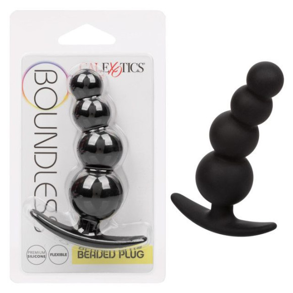 Черная анальная ёлочка для ношения Beaded Plug - 9 см. Черная анальная ёлочка для ношения Beaded Plug - 9 см.