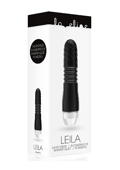 Чёрный вибратор Leila с рёбрышками посередине - 15 см.