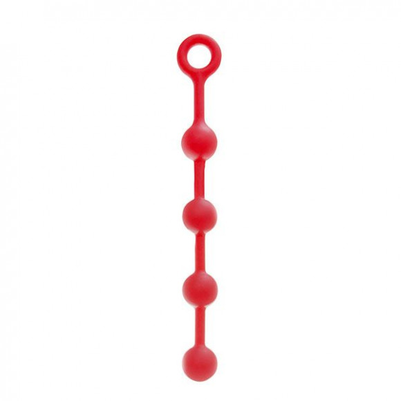 Красная силиконовая анальная цепочка MENZSTUFF BUTT BEADS - 33 см.