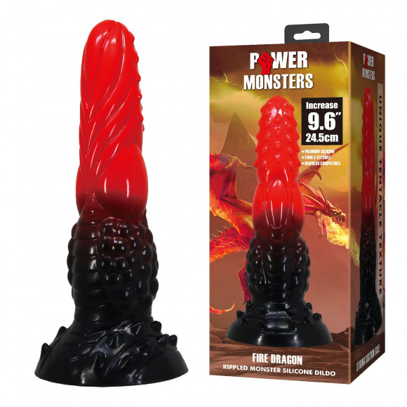 Силиконовый фантазийный фаллоимитатор Fire Dragon - 24,5 см.