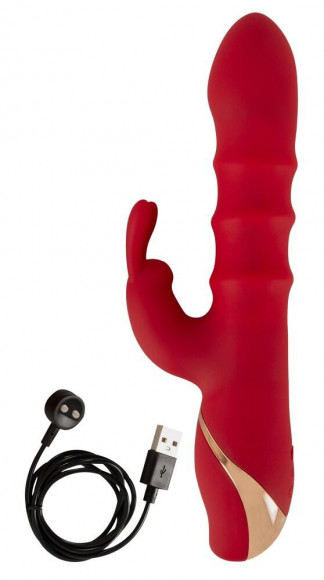 Красный вибратор-кролик с 3 подвижными кольцами Rabbit Vibrator with 3 Moving Rings - 23,7 см. Красный вибратор-кролик с 3 подвижными кольцами Rabbit Vibrator with 3 Moving Rings - 23,7 см.