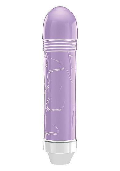 Фиолетовый вибратор Lenore с тонкими венками - 14,5 см.