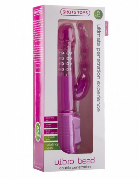 Розовый анально-вагинальный вибратор Vibro Bead - 22,6 см.