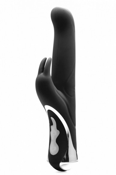 Чёрный перезаряжаемый вибратор Rechargeable Rabbit Purple - 23,5 см.