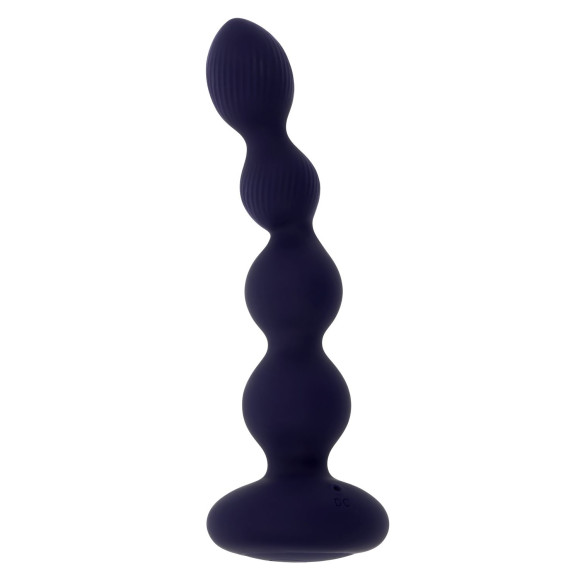 Фиолетовые анальные бусы с вибрацией и вращением Pleasure Orbit - 17,8 см.