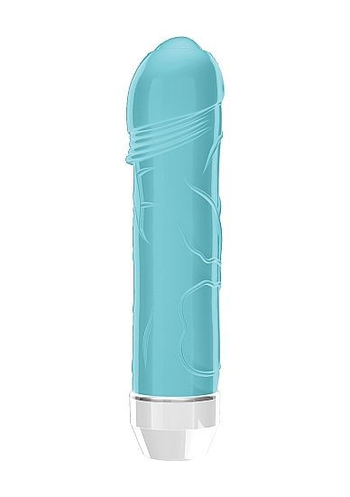 Бирюзовый вибратор Lenore с тонкими венками - 14,5 см.