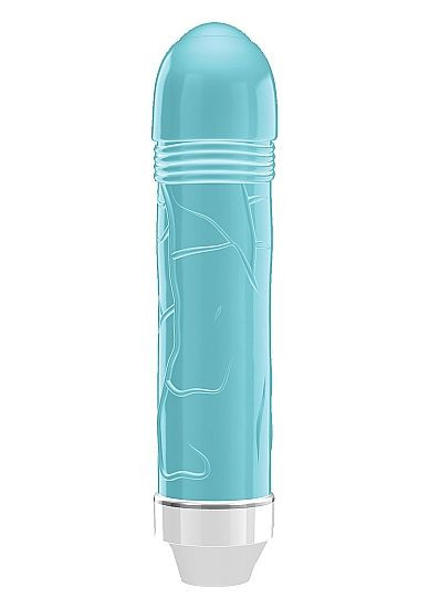 Бирюзовый вибратор Lenore с тонкими венками - 14,5 см.