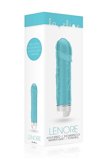 Бирюзовый вибратор Lenore с тонкими венками - 14,5 см.