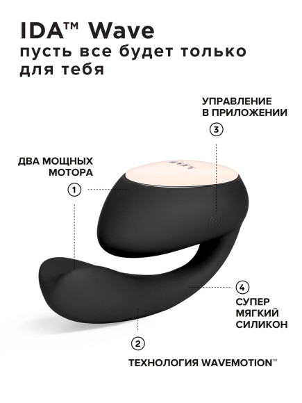 Черный вибратор с управлением через приложение Lelo Ida Wave