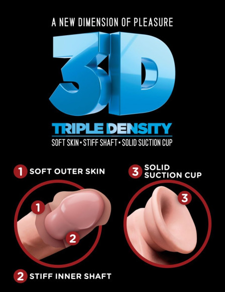 Телесный фаллоимитатор на присоске 7  Triple Density Cock - 21 см.