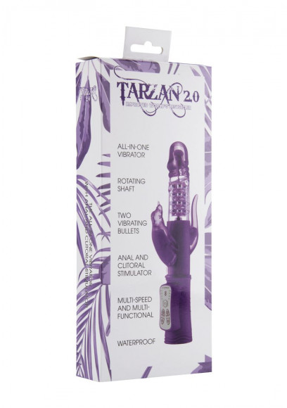 Фиолетовый вибратор Tarzan 2.0 с отростками для дополнительной стимуляции - 23,9 см.
